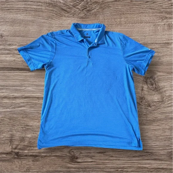 Adidas‎ Golf Short Sleeve Blue Striped Performance Polo Shirt Mens Size XL