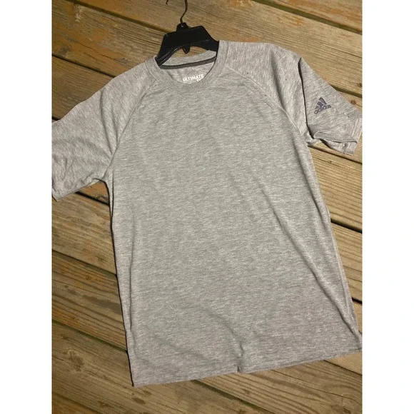 Adidas Ultimate Tee Mens Medium Gray Climalite Short Sleeve Athletic T-Shirt