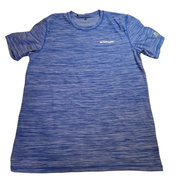 Adidas Men's‎ Blue Melange Short Sleeve Athletic T-Shirt Size L Withum Logo