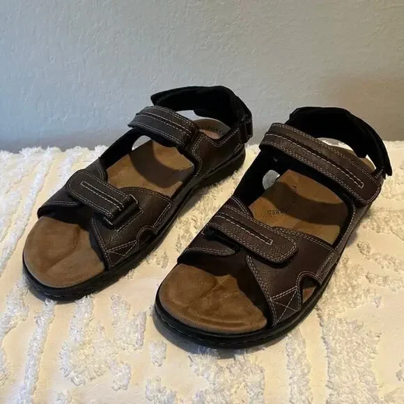 DOCKERS Newpage River Sandals Brn Sz 11M Memory Foam Adjustable Straps DK225295
