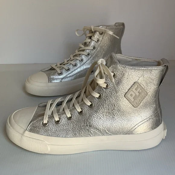 PF Flyers Silver Metallic All American Hi Women’s Size 7 / Men’s 5.5