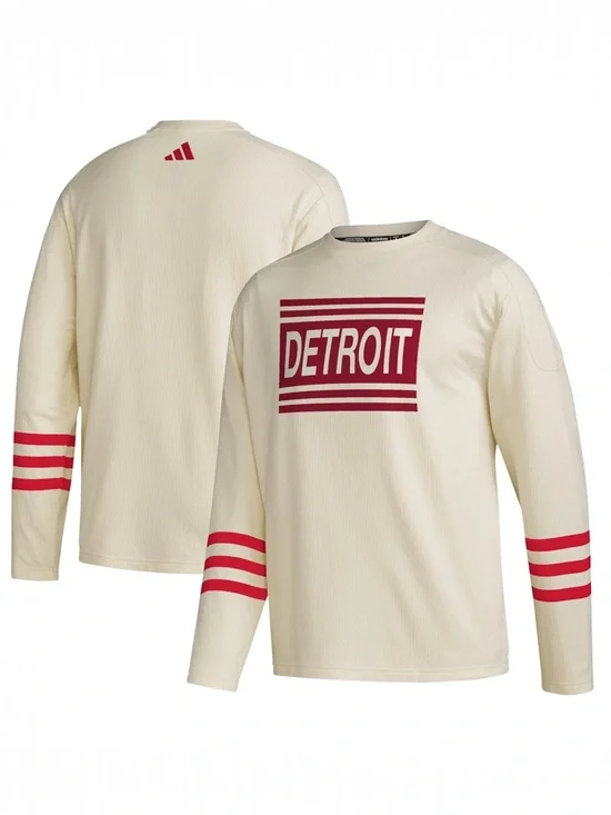 Adidas NHL Detroit Red Wings AEROREADY Sweatshirt Cream Red Size XL