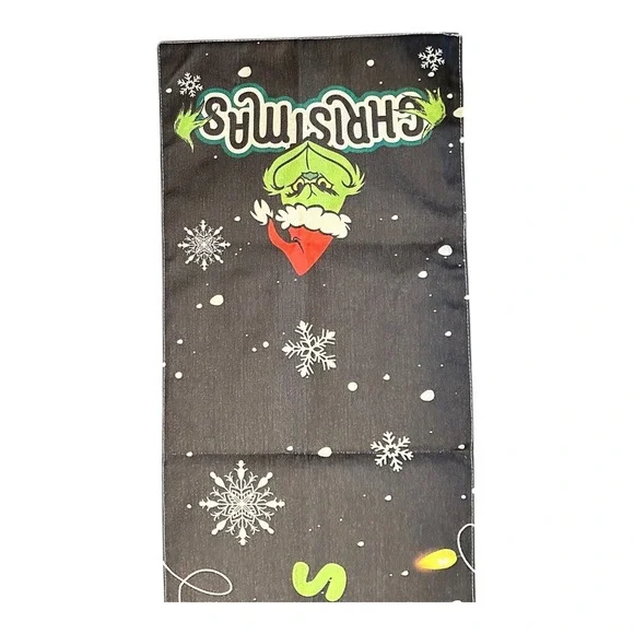 Grinch‎ Merry Christmas Table Runner Black Snowflake Lights Holiday Decor