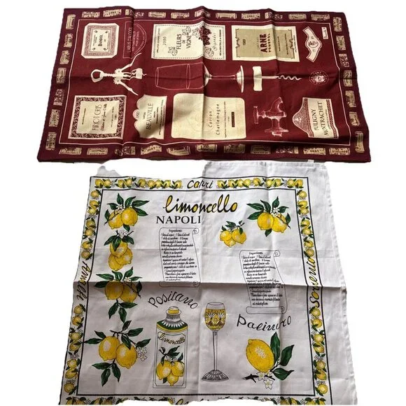 Cotton kitchen towels Made In France Burgundy & White