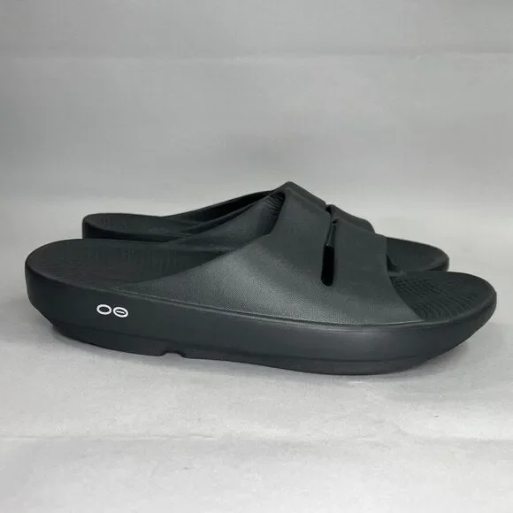 Oofos OOahh Sandals Men's Size‎ 10 Black Running Recovery Active Beach Slides