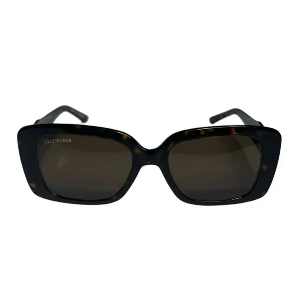 NWOT Balenciaga BB0048S Havana Tortoise Shell Rectangle Square Sunglasses
