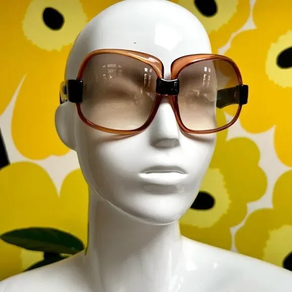 Swoonworthy MASSIVE 1970s Da Vinci Oversized Rose Brown Acetate Sunglasses