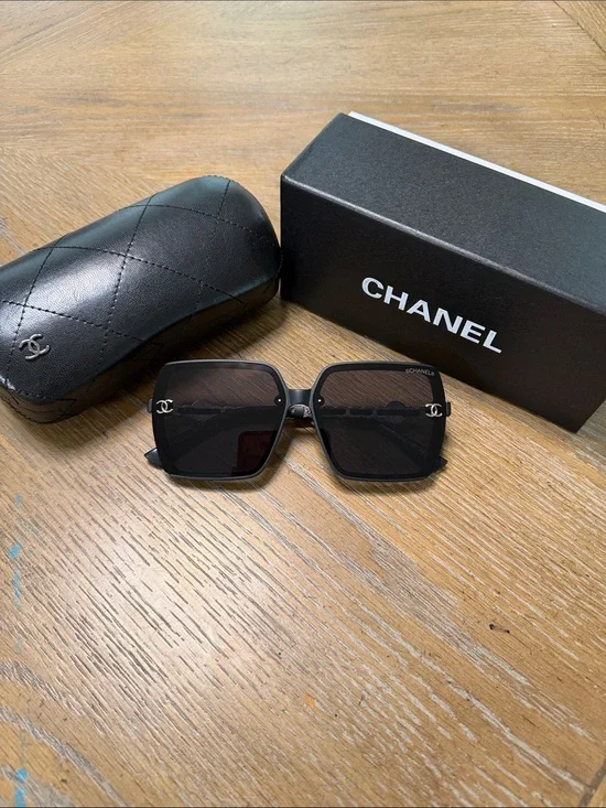 CHANEL Black Oversized Square Sunglasses for Women