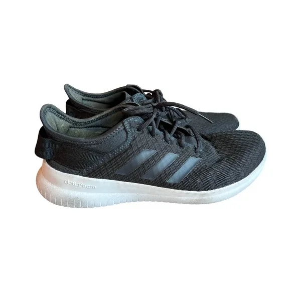 Adidas Cloudfoam QT Flex Womens Lightweight Knit Mesh Sneakers Black White 8.5