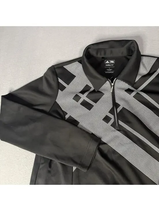 Adidas Climalite Golf Quarter Zip Pullover Men’s L Black Long Sleeve Performance