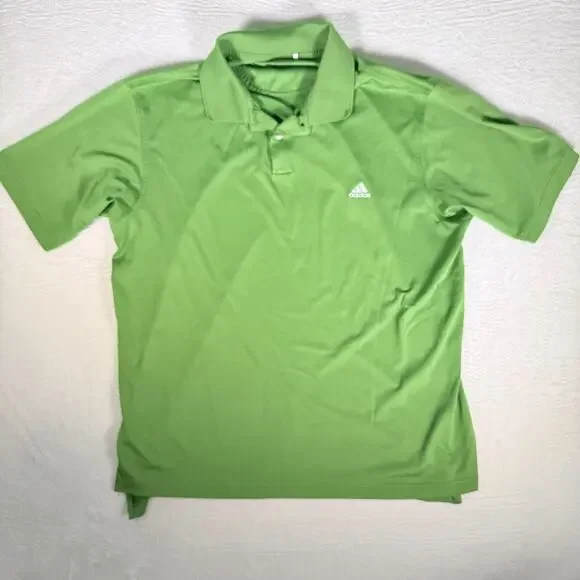Adidas Green Short‎ Sleeve Polo Shirt Mens Large Climalite Golf Slits bilaterial