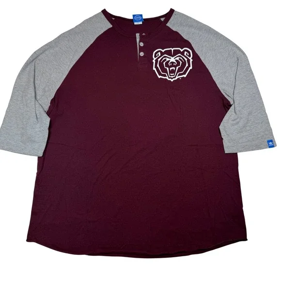 Adidas Originals Missouri State Bears Henley Shirt Mens XL Raglan Baseball Flaw⁠
