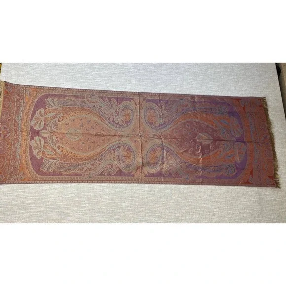 Bohemian Paisley Jacquard Table Runner Scarf Wrap Copper Purple - 051/1 (114)