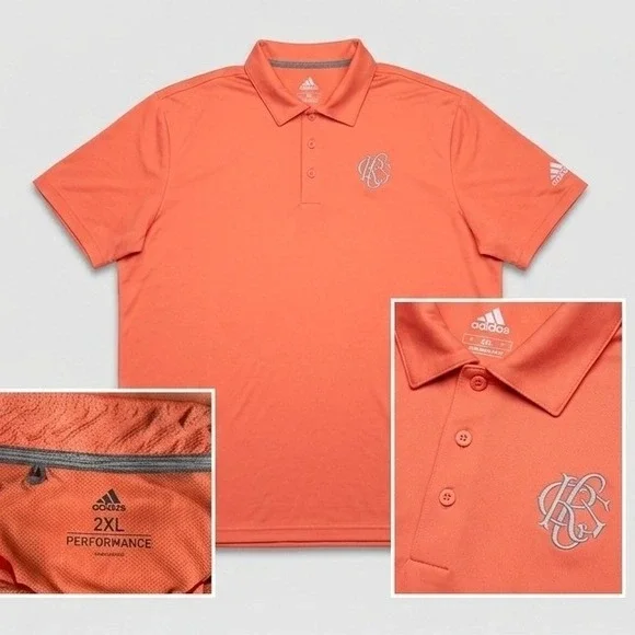 Adidas Golf Polo Shirt Mens 2XL Coral Performance Short Sleeve Athletic Nwot