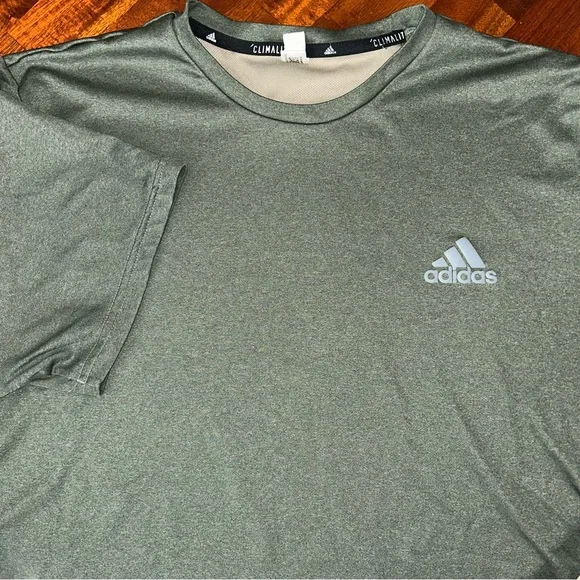 Adidas Heather Green Climalite Athletic Short Sleeve Performance Stretch T-Shirt