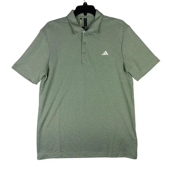 Adidas Mens Core Heather Golf Polo Shirt Silver Green Melange Size Medium NWT