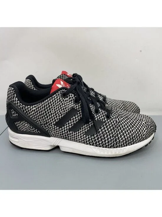 adidas ZX Flux Sneakers Shoes Torsion Casual Geometric Black Snakeskin Mens 6