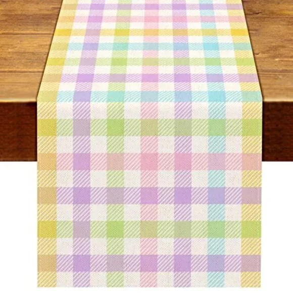 Linen Spring‎ Easter Buffalo Check Plaid Table Runner