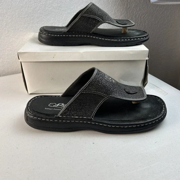 Ray Safari Exotic Leather Sandals Stingray‎ Black Mens Size 14