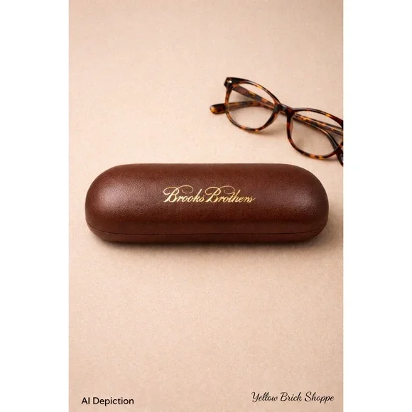 Brooks Brothers Brown‎ Eyeglass Case Hard Shell Gold Logo