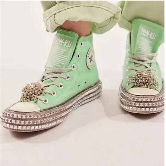 Free People Nan-Ku Sneaker Size 40 Cruise Studded Spring Mint High Top Shoes