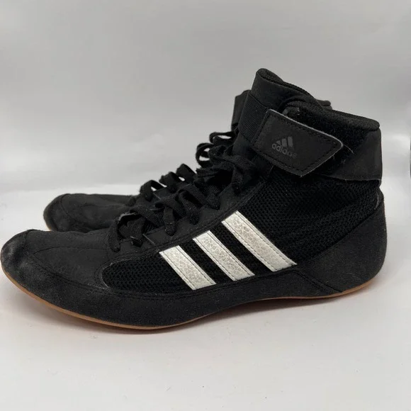 Adidas HVC 2 Wrestling Shoes Mens 8.5 Black White Gum AQ3325 High Top Boxing