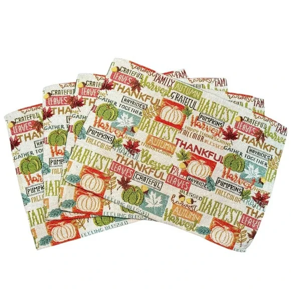 Fall Autumn Thanksgiving Woven Placemats set of 4 - 17