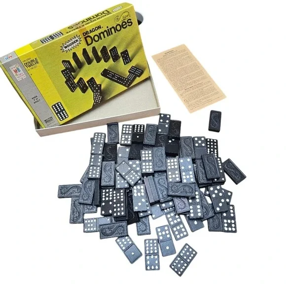 Vintage 1970 Milton Bradley Double Twelve‎ Dragon Dominoes 4133