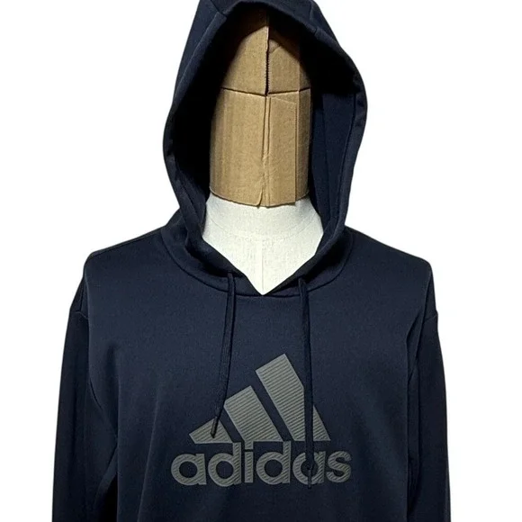 Adidas Hoodie Mens 2XL Navy Blue Pullover Aeroready‎ Logo Kangaroo Pockets Sport
