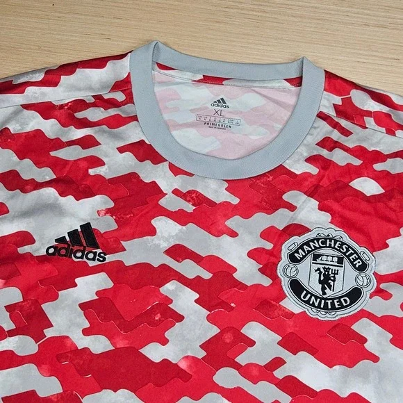 Manchester United Adidas Soccer Jersey Mens XL Red Camo Aeroready Primegreen