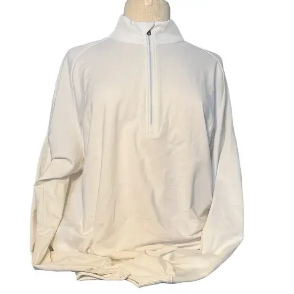 Adidas White Quarter Zip Pullover Men’s Large Athletic Golf Training Top