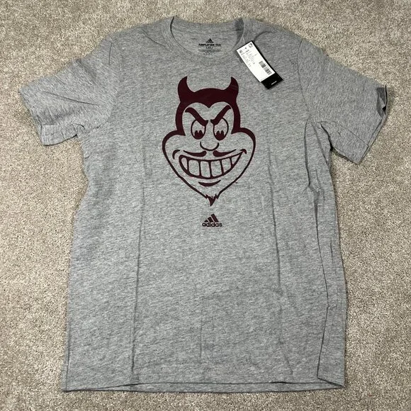 Adidas Mens M Heather Gray Graphic Arizona State Sun Devils‎ NCAA Amplifier Tee