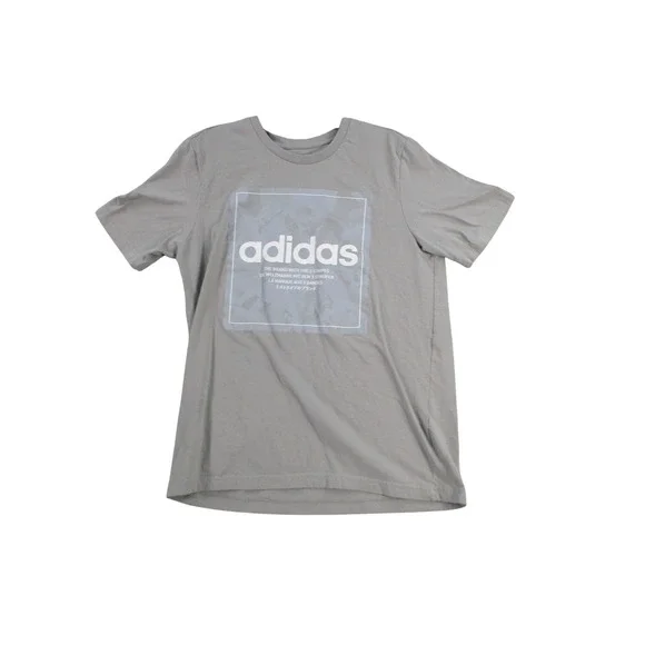 Adidas Mens Graphic T-Shirt Grey Box Logo Regular Fit Short‎ Sleeve Size M