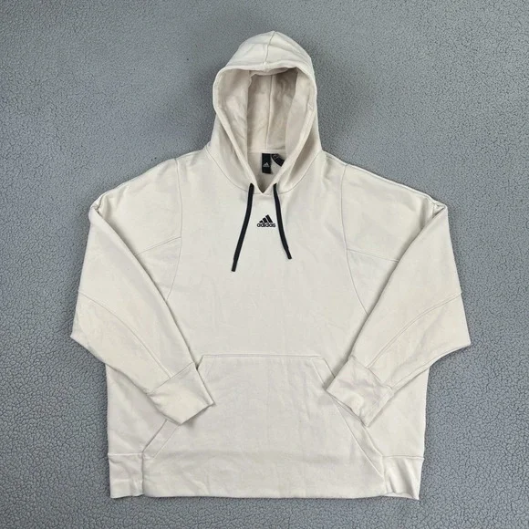 Adidas Wonder White Internal Hoodie Men 2XL Sand Oversized Center Logo