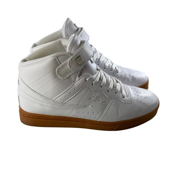 Fila Womens White Gum Sole High Top Triple White Retro Sneakers Size‎ 8