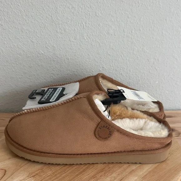 Fireside by Dearfoam’s Men's Grafton Genuine Shearling Clog With Taping Slippers