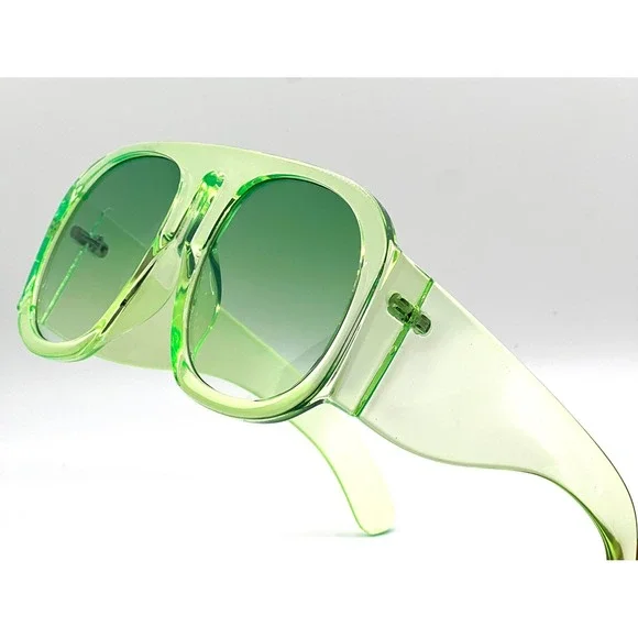 Oversized Square Sunglasses Green Aviator Fashion Stylish Sun Glasses Trendy NEw