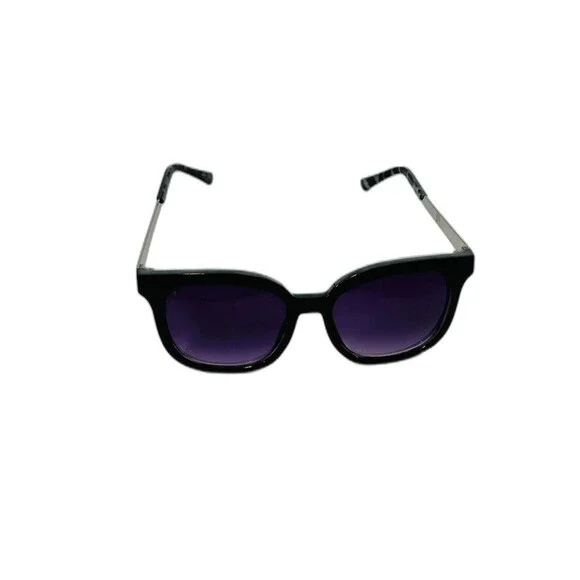 LOFT Black Sunglasses Rounded Square Gradient Gray Tortoise Metal Retro‎