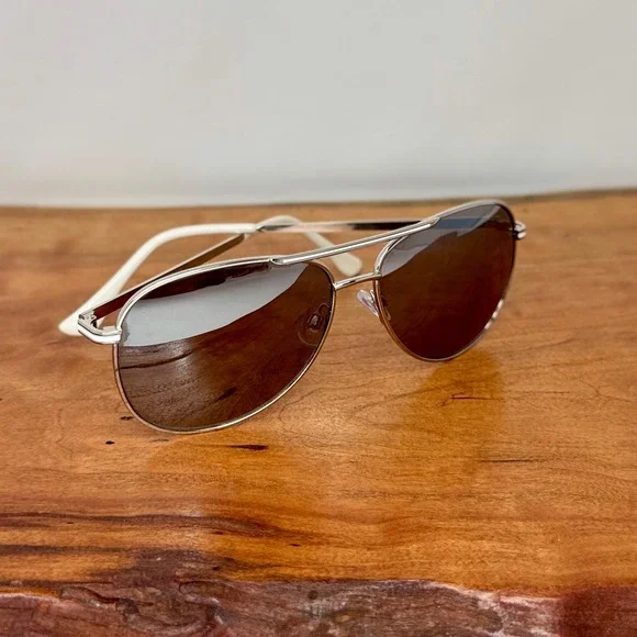 Bijou Brigitte Aviator Sunglasses Silver White Metal Pilot 101.809.515 Cat 3
