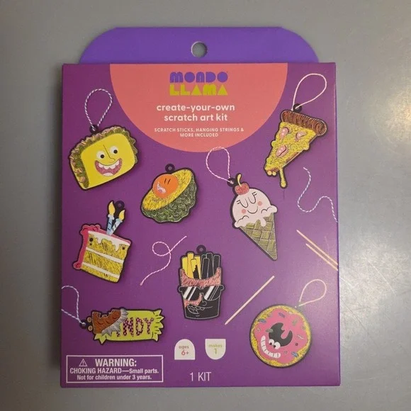 Mondo Llama Food Scratch Art Craft Kit Creative Kids Activity‎