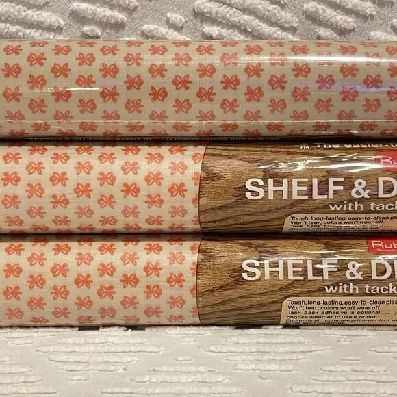 3 Rolls Vintage Rubbermaid 1620 Shelf Liner Pink Yellow MCM Flowers 5' x 22