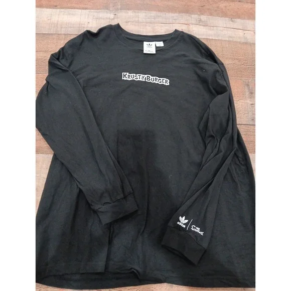 Adidas X The Simpsons Shirt Men's XL Krusty Burger Long Sleeve Tee‎ Black 2512