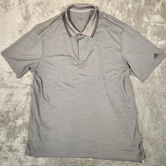 Adidas Golf Polo Mens 2XLT Gray Excellent ADX1368S8 Short Sleeve Performance