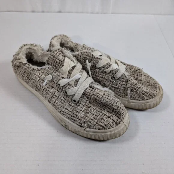 Tommy Bahama Slip on Sneakers Faux Fur lined Tweed size 8