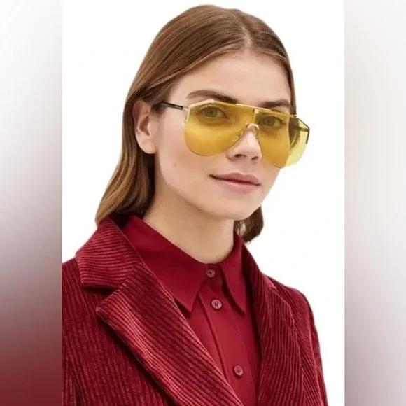 New Authentic Gucci Yellow Lens Sunglasses GG0584s 004
