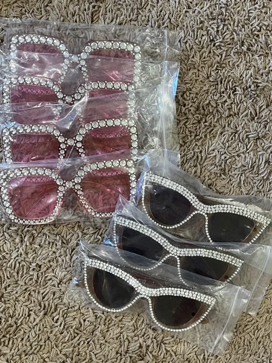 Rhinestone Embellished Cat Eye & Square Sunglasses - Pink & Brown