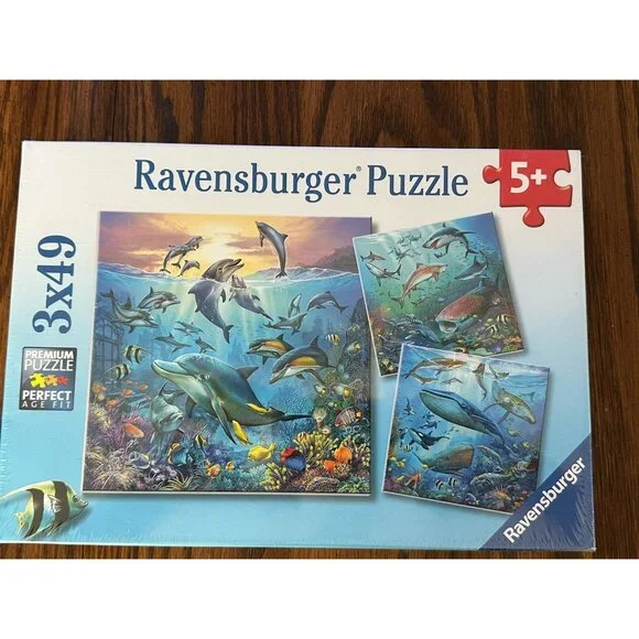 Ravensburger Ocean Joy DOLPHINS, WHALES, SHARKS 3x 49 Piece‎ Jigsaw Puzzle 7