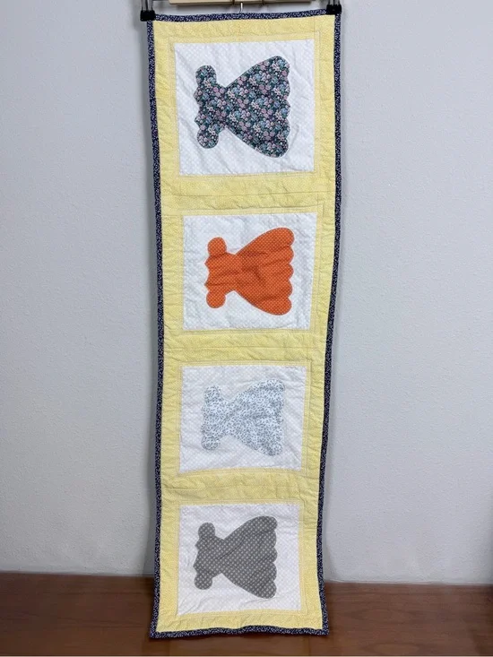 Handmade Yellow Quilted Sundress Wall Hanging Table Runner 12x42