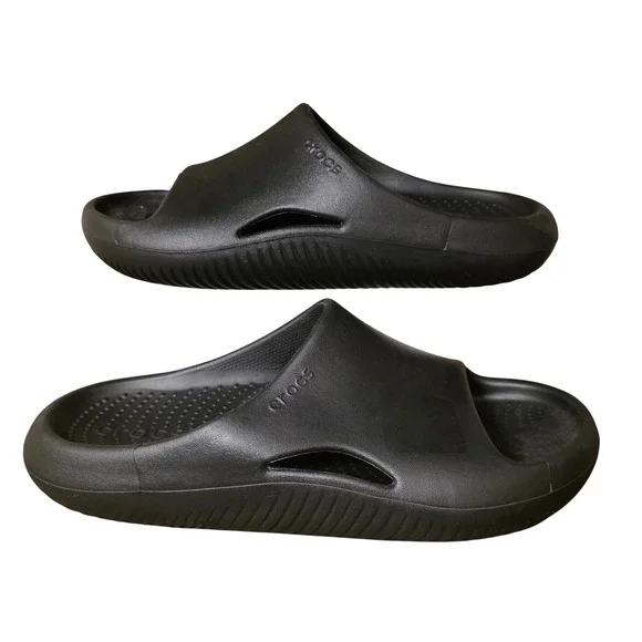 Crocs Mellow Recovery Slides Black Mens 9 Womens 11 Slip On Comfort Sandals