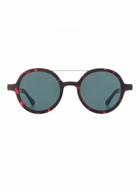 KOMONO Vivien Tortoise Silver Sunglasses Round Red